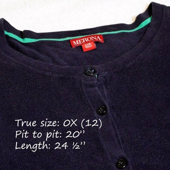 Navy Button-Front Cardigan Sweater 0X Plus Size Classic - Picture 3 of 3